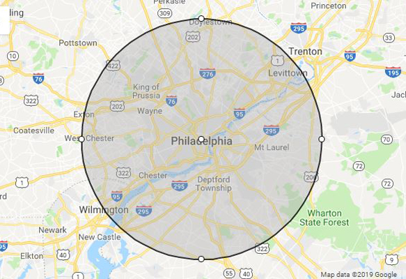 phillips celebrations service radius philadelphia pennsylvania