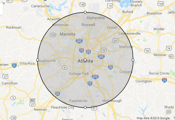 25 mile radius atlanta georgia phillips celebrations